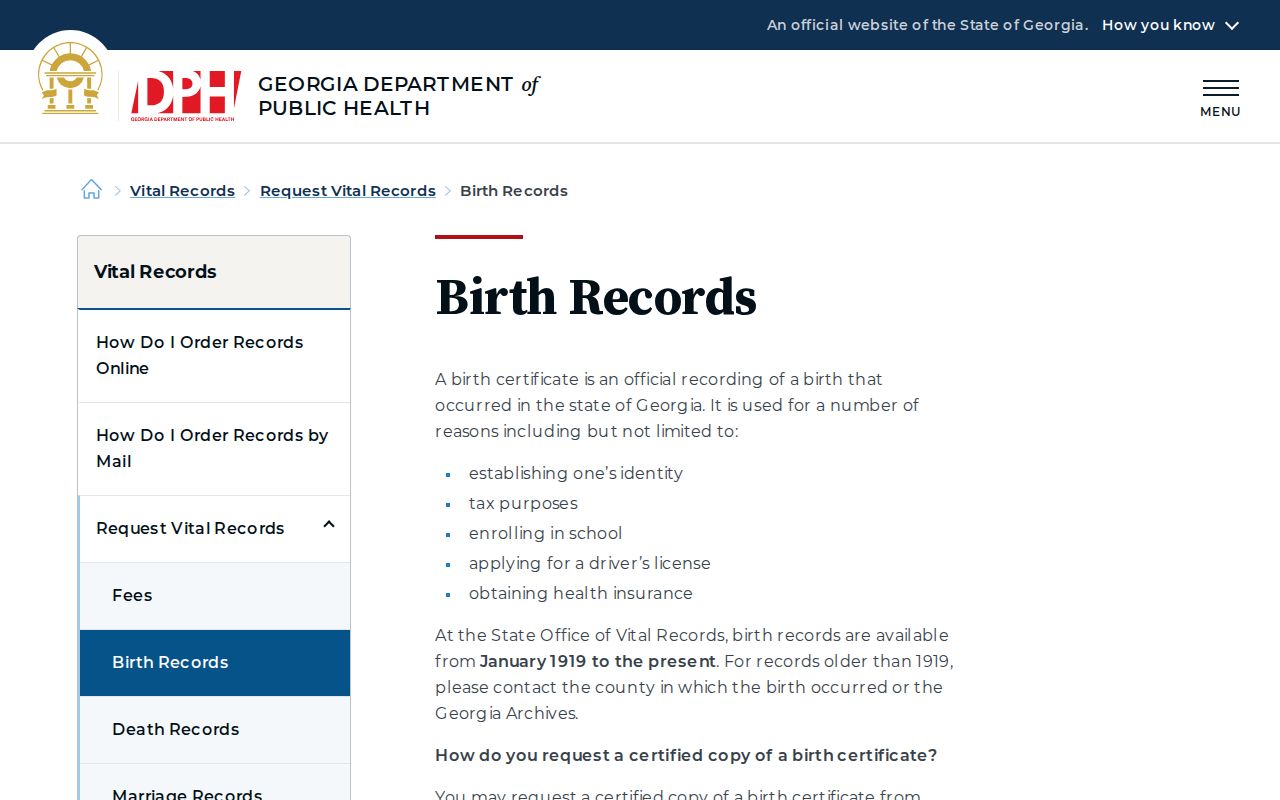 Canton resident lookup using Georgia birth record request rules